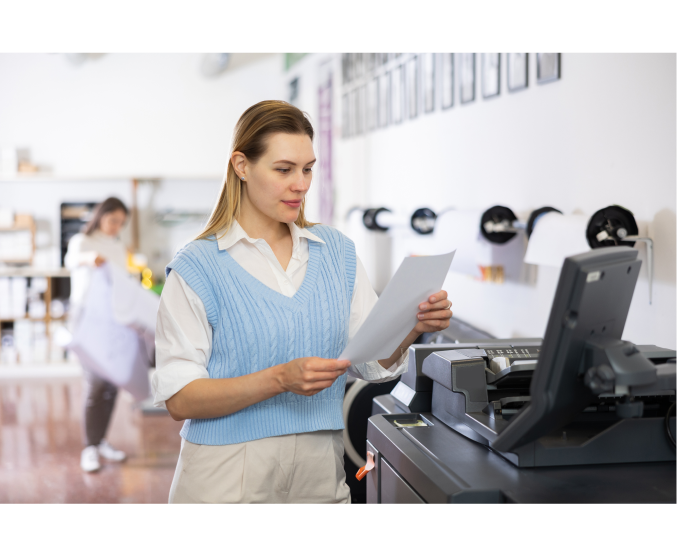 woman using quick printer